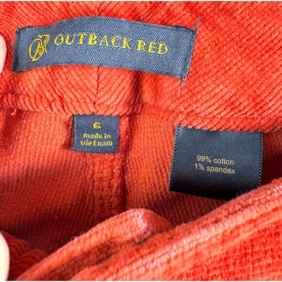 Outback Red Corduroy skinny fit pants Orange red preppy low rise Y2K sz 6 - Picture 2 of 7